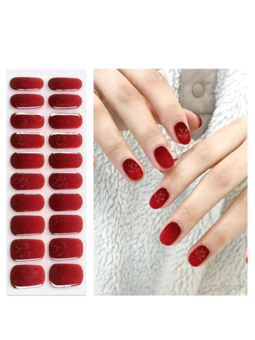 Red Gradient Semi Cured Gel Nail Strip Set